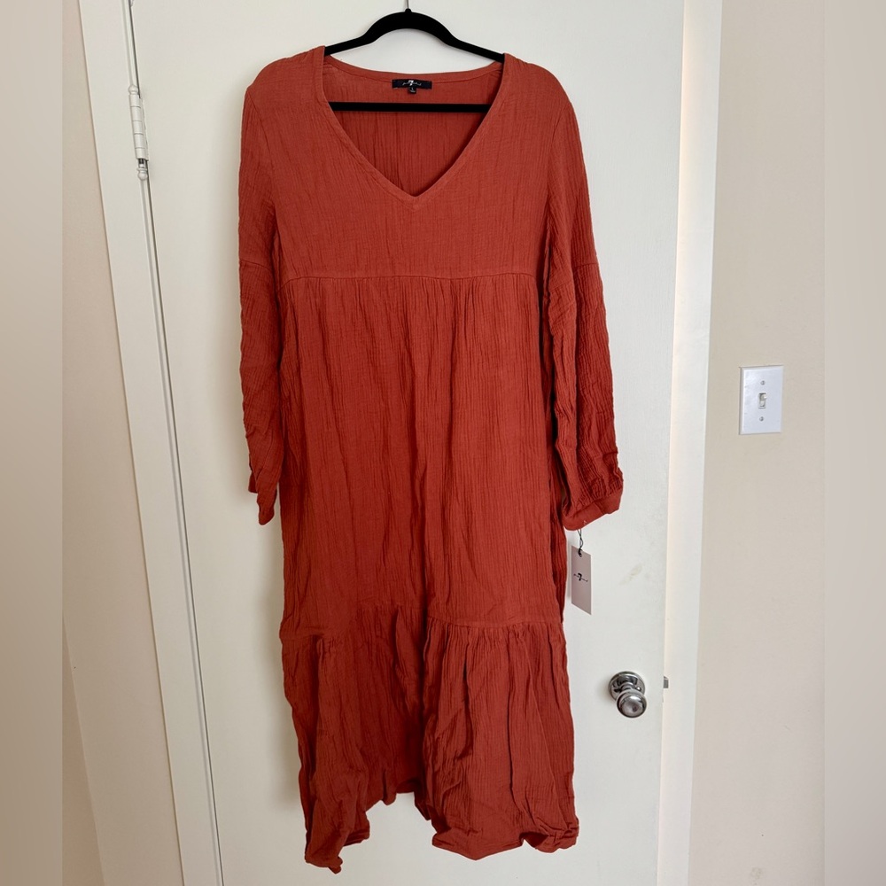 7 for All Mankind Cecelia Cotton Gauze Dress - Rust